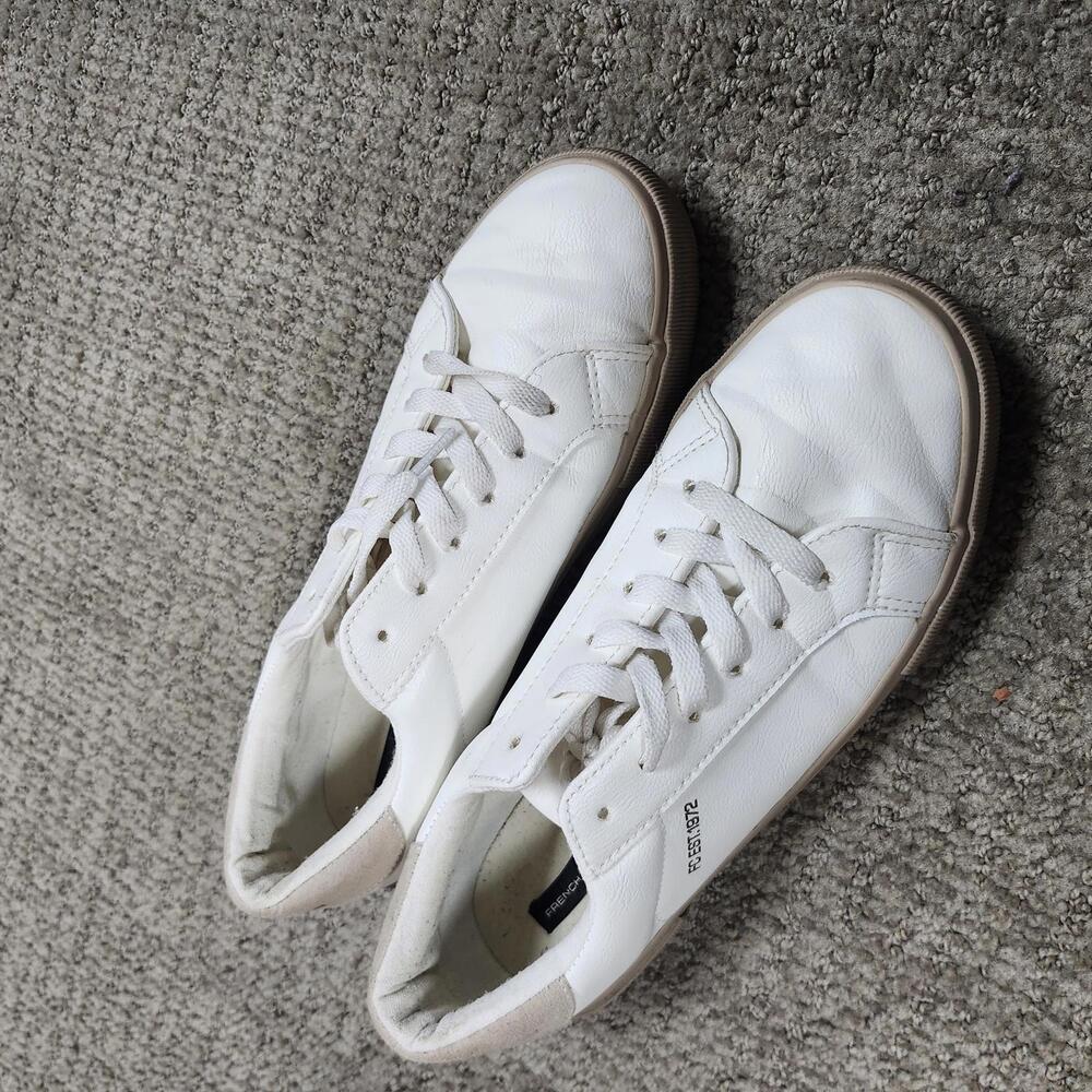 French Connection Sneakers White Leather Lace Up Women's Size 9 M